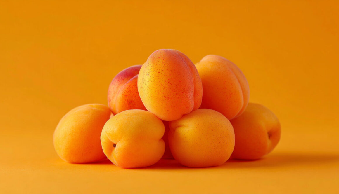 Stack of fresh apricots on orange background – free high-quality fruit photo
